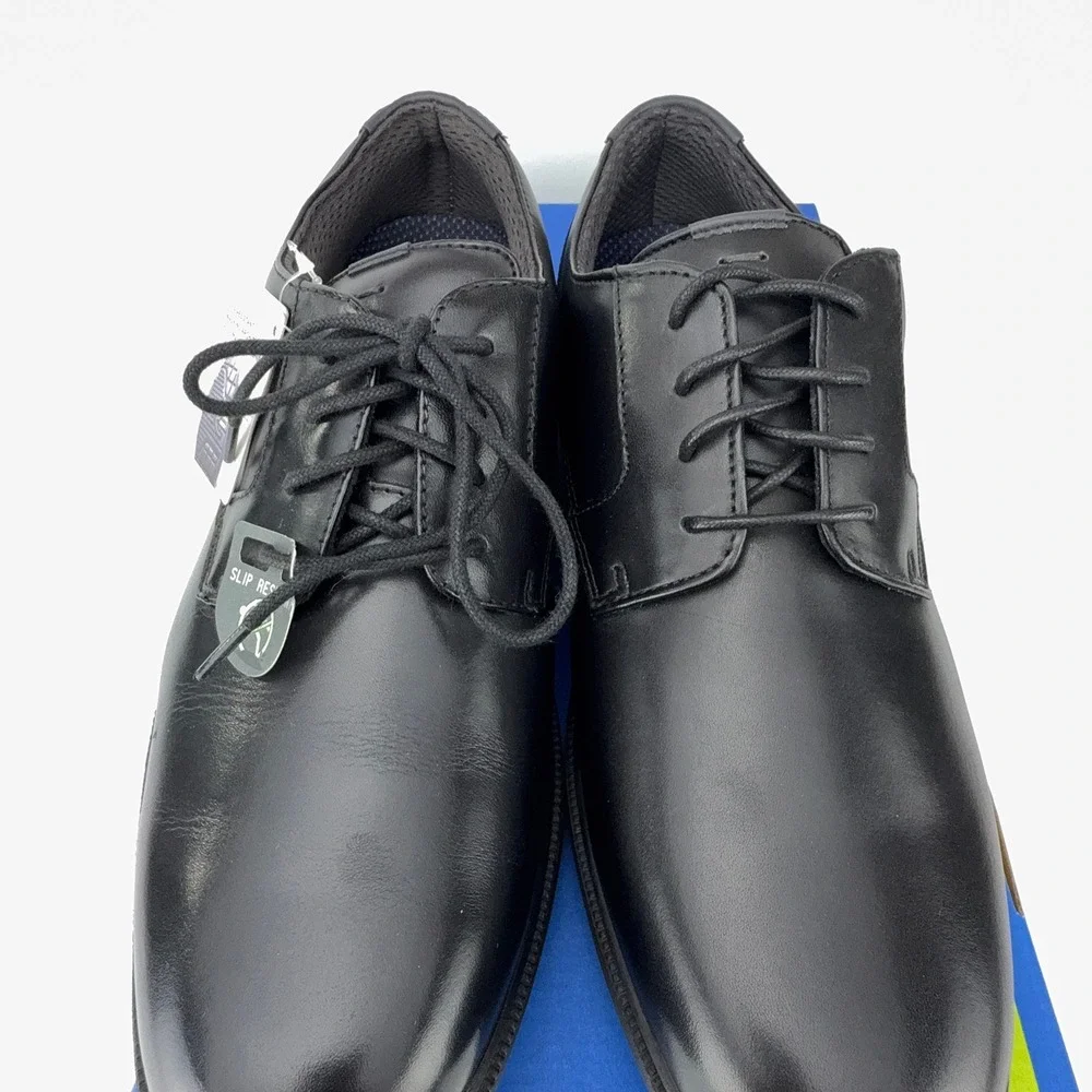 Nunn Bush Marvin St Black Leather KORE Slip Resistant Oxford Shoes Men 10.5M NIB